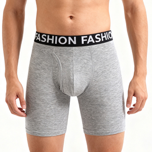 Boxers longs <span class=keywords><strong>en</strong></span> coton slim fit pour hommes, sous-vêtements de sport de créateur de mode pour hommes, sous-vêtements ajustés et profilés pour jeunes garçons - Product Image 2