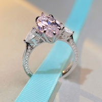 OEM Marquise-Schliff Plata 925 Sterling Silber Verlobungsring Feiner Schmuck Westlicher Stil Rosa Kubisches Zirkonium Damen Fingerringe