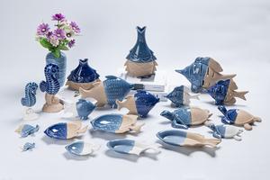 Mejor venta creativa serie mediterránea platos decorativos de cerámica <span class=keywords><strong>tortuga</strong></span> pescado cena azul océano bandejas para bodas - Product Image 3