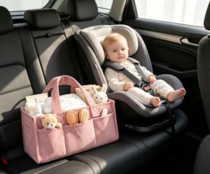 Sac de rangement portable en velours côtelé pour couches de bébé avec poignée et multiples poches – Vente en gros - Product Image 4