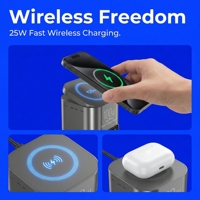 Station de charge multifonction 100W avec HUB, charge rapide sans fil magnétique 25W pour téléphone avec câble USB C rétractable