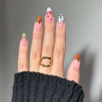 Nouveaux Styles Flamme Wasteland Demon Magnifique Faux Ongles Art Halloween Vacances 24PCS Long Stiletto Press Ons Ongles