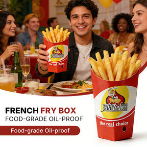 Boîte à frites jetable personnalisable avec logo, de qualité alimentaire, en matériaux recyclés rigides, papier kraft, marque Wellons - Product Image 4