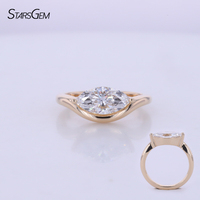 Bagues en Diamants de Laboratoire Starsgem, Or Massif 9K 10K 14K, Forme Marquise 1 Carat D VS1 IGI, Bague Auriculaire Courbée avec Diamants de Laboratoire Taille Marquise