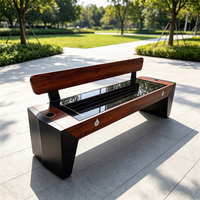 Banc solaire en acier inoxydable équipé de WiFi et d'éclairage LED, système d'alimentation solaire autonome avec fonction de mise à niveau personnalisée
