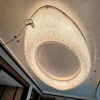 Grande suspension lumineuse moderne de luxe pour intérieur, lustre à perles de cristal K9 pour salon, suspension ovale pour plafond