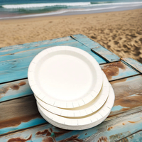 Assiettes à vaisselle en papier kraft jetables compostables écologiques 6 9 10 12 pouces imprimées sur mesure pour les fêtes de restaurant
