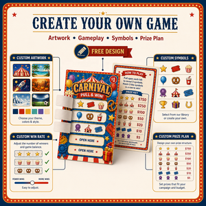 Personalized Custom Instant Prize Five Windows Tear Off Original Color Custom Amusement Park Theme Pull Tab Tickets - Product Image 4
