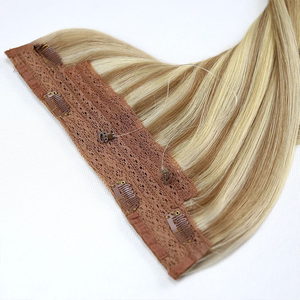 Extensiones de Cabello Humano con Hilo Invisible, Lisas, Naturales, Remy, con Clip, de 16 a 24 Pulgadas - Product Image 1