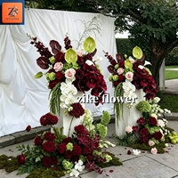 ZIKE Composition florale artificielle de luxe vert bordeaux, style orchidée en soie tombante, pour centre de table de mariage et décoration d'événements