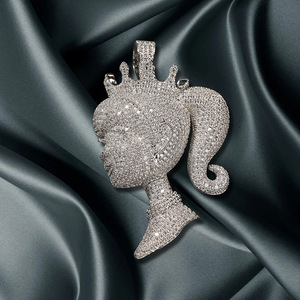 FY joyería de moda cadena cubana onda completa diamante piedras preciosas cadenas de cristal corona chica colgante collar - Product Image 5