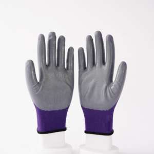 قفازات نايلون رمادية مطلية بالندف من النتريل، قفازات maxflex مطلية بالنتريل، قفازات العمل مطلية بالنيترل الأخضر، قفازات العمل الآمنة - Product Image 4