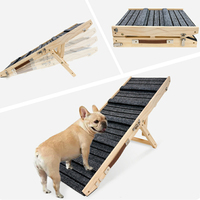 Rampe pour chien moderne en bois massif réglable en hauteur, rétractable, pour canapé et voiture, avec surface antidérapante, design pliable, escalier pour animaux de compagnie