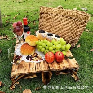 Wooden <b>Storage</b> <b>Box</b> Rectangle Portable Solid Wood Outdoor Picnic <b>Camping</b> Customizable Capacity - Product Image 2