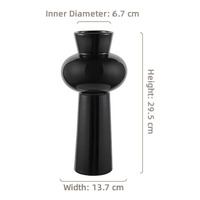 Vase de table en céramique noire au design contemporain avec glaçure transparente - Décoration intérieure