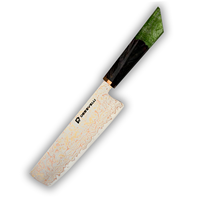 Vente en gros Couteaux de boucher de chef de cuisine classique en acier damas en cuivre tricolore avec manche en bois stabilisé en résine