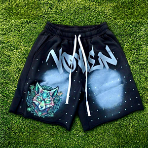 Pantalones Cortos Deportivos AUA para Hombre, Diseño de Lobo Estampado, Transpirables, de Poliéster, con Cordón Ajustable, Corte Regular para Adultos - Product Image 1