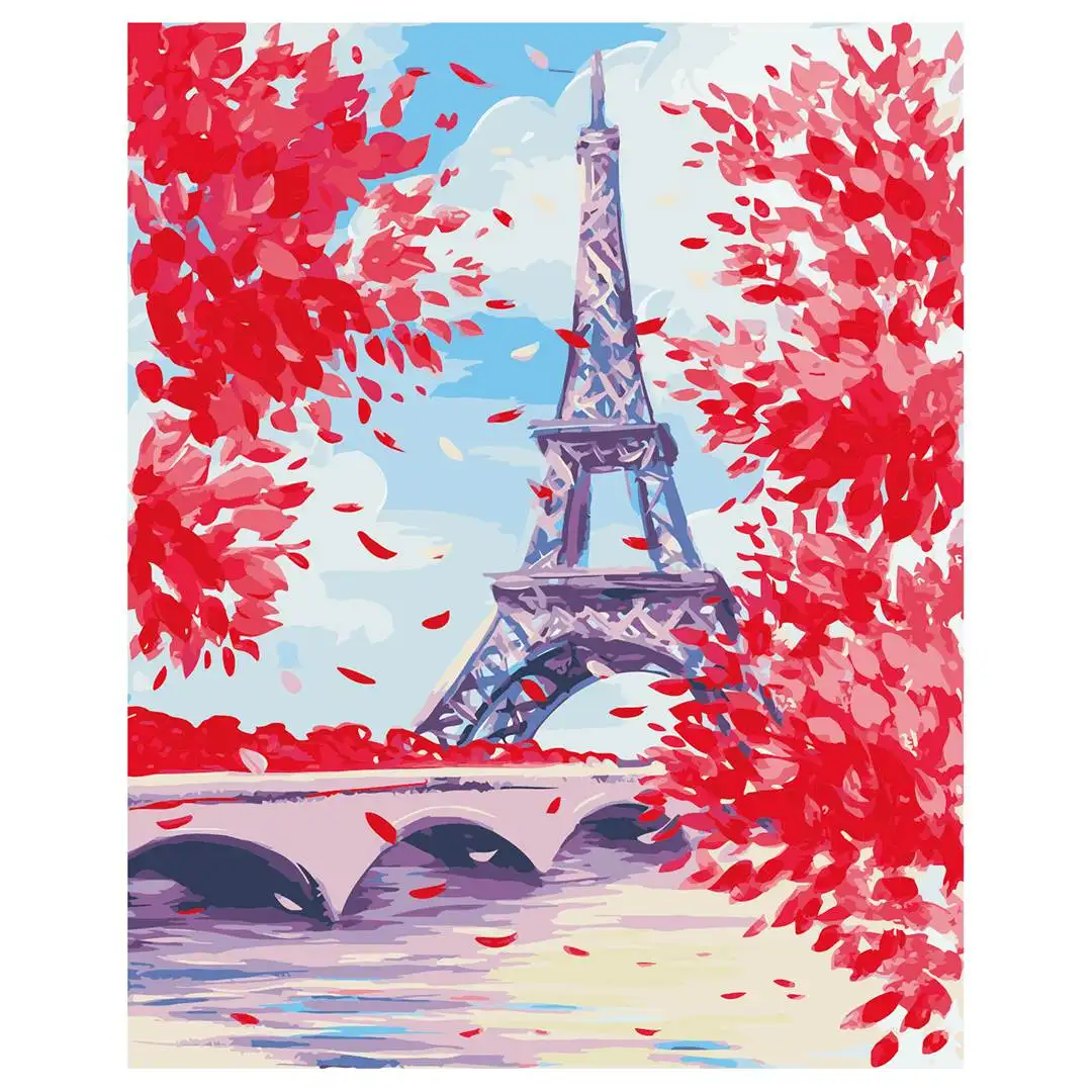 Kits de pintura por números de la Torre Eiffel multiángulo DIY personalizados imágenes de paisajes de edificios famosos