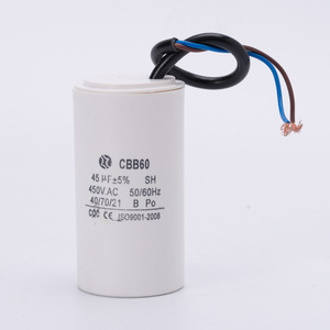 CBB60 45uF 450V AC ตัวเก็บประจุพร้อมสายไฟสำหรับมอเตอร์ปั๊มน้ำ - Product Image 1