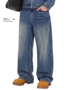 Jean rétro américain classique 543G pour homme, coupe large amincissante, motif vague, tendance 2026 - Product Image 5