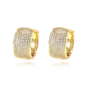 Foxi micro paved full cz gold plated jewelry big large hoop earrings women semijoias
