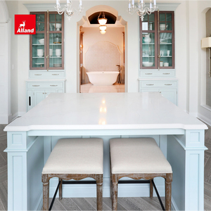 Mobili da Cucina AllandCabinet in Stile <span class=keywords><strong>Laccato</strong></span> Azzurro con 2 Ante a Incasso PAC, Piano di Lavoro <span class=keywords><strong>Bianco</strong></span> e Ante in Vetro Marrone - Product Image 3