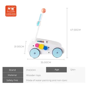 Nuevo estilo para niños, carrito de empuje educativo, andador de bebé de actividad de juguete para niños, juguete de madera