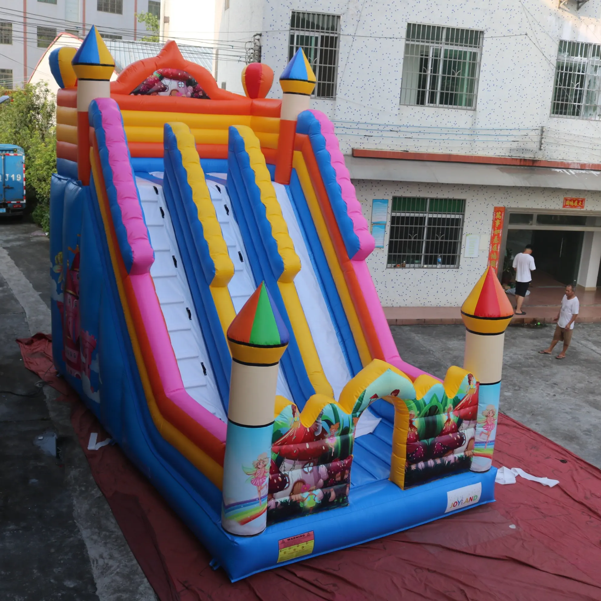 Commercial Inflatable Castle Rainbow Inflatable Dry Slide Kids Flower Fairy Princess Palace Inflatable Colorful Slide Bouncer