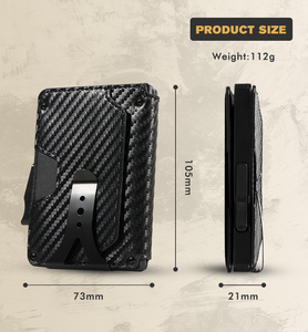 Casekey Carbon Fiber PU Leather Bifold Minimalist Smart <b>Wallet</b> RFID Blocking Pop up Aluminum <b>Card</b> <b>Holder</b> <b>Wallet</b> with ID Window - Product Image 6