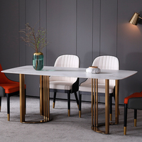 Meubles de salle à manger, table à manger en marbre, ensemble de table à manger moderne, 4, 6 ou 8 chaises, table à manger en pierre frittée pour restaurant, en vente