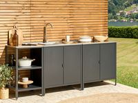 Vermont Armoire de cuisine extérieure moderne en acier inoxydable de couleur foncée Barbecue personnalisé pour l'extérieur Cuisine
