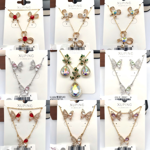Ensemble de bijoux papillon XUPING <span class=keywords><strong>JINGJING</strong></span>, collier et boucles d'oreilles plaqués or, bijoux tendance pour femmes, vente en gros de bijoux - Product Image 2