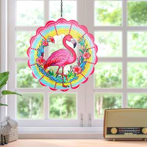 Flamingo Metall Wind Spinner hängen Garten 12 Zoll 3D kinetische Skulptur für Weihnachten <span class=keywords><strong>Outdoor</strong></span>-Dekor <span class=keywords><strong>House</strong></span> Yard Dekorationen - Product Image 3