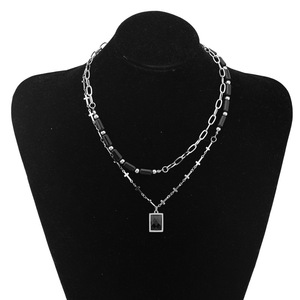 New Simple Niche Design <b>Titanium</b> Steel Double Layered Geometric Pendant Necklace Fashion Unisex's Necklaces Wholesale Jewelry - Product Image 5