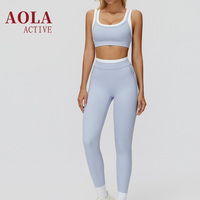 2026 AOLA Lichtgewicht Geruite Zachte Ademend Ecologisch Yogaset Hoge Taille Shorts & Sportbeha 2-delig Trainingspak