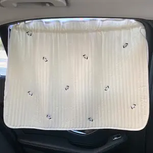 Tirai kerai bordir dapat dilipat universal, untuk jendela mobil dengan cangkir pengisap