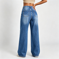 Jean Boyfriend Femme Taille Haute Ample Jambe Large Denim Vintage Streetwear Décontracté