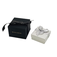 Boîte d'emballage cadeau recyclable en papier carton de luxe personnalisé pour boucles d'oreilles collier boîte à bijoux avec ruban