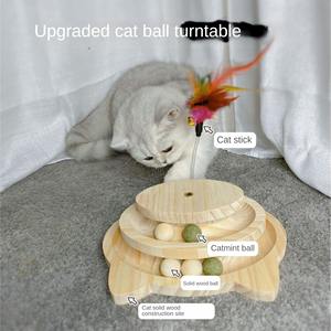 Rascador para Gatos de Madera Maciza, Plataforma Giratoria, Poste para Rascar, Juguete para Gatos, Estructura para Trepar - Product Image 3