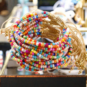 Women's Handmade Seed Bead Woven <b>String</b> for <b>Bracelet</b> Colorful Adjustable Multi-Strand Bohemian Geometric Jewelry Gift - Product Image 3