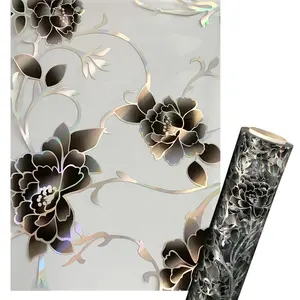 Flower Pattern Table Protector Transparent Plastic Laser Tablecloth