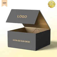 Boîte à chaussures pliante avec logo personnalisé, boîte à vêtements avec couvercle à rabat magnétique, emballage de boîte cadeau haut de gamme, boîte en papier magnétique noire de luxe