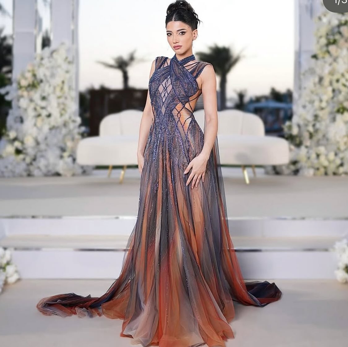sachin and babi light blue dress Oscar de la Renta