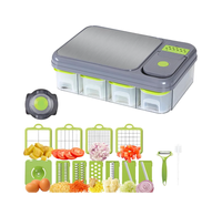 All-In-1 Groentesnijder Met Snijplank Groentehakselui Aardappelsnijder Roestvrijstalen Groentegereedschap Met 4 Containers