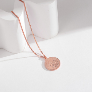 Collar de moneda de la República Francesa de Plata de Ley 925, colgante grabado chapado en oro rosa, abalorio de letras K, joyería de moda para mujer - Product Image 5