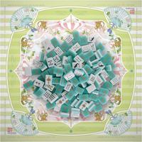 Tapis de Mahjong vintage américain en papier, taille complète, 160 tuiles en acrylique vertes, dos doré, pour fête de jardin, soirée entre femmes