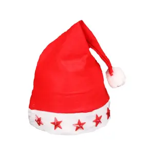 Décoration de fête de festival rouge noël non tissé doux chapeaux de père noël enfants adulte classique chapeau de noël père noël avec lumière