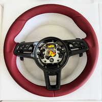 Volant de direction amélioré en cuir pleine fleur avec cadre à rivets argentés pour Porsche Panamera Macan Cayenne 918 911 718 970 971 958