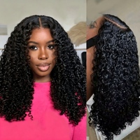 Perruque Lace Front 13x4 en Cheveux Humains Noirs Texture Bouclée Crépue, Peut Être Redessinée, Cheveux Vierges Non Traités, Pour Femmes Noires