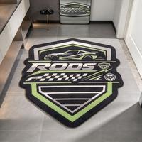 Tapis tufté personnalisé en forme de logo, tapis de sol en peluche irrégulier pour marque automobile, idéal pour la décoration de garage et d'atelier